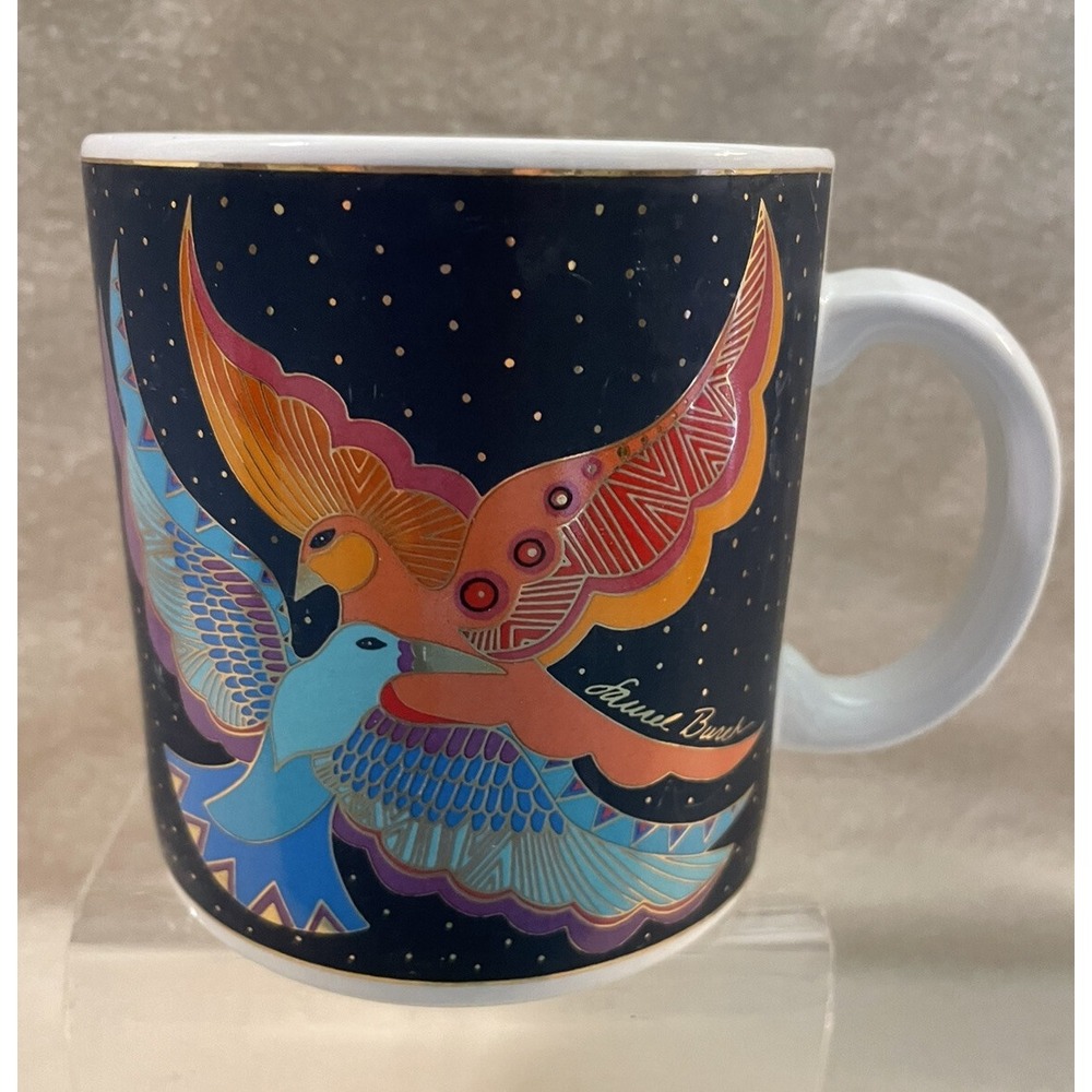 1991 Laurel Burch "Night Birds" Beautiful Mug With Gold Detail And Trim